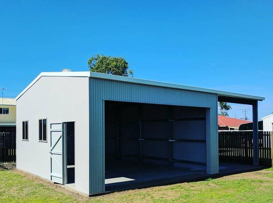 Single 6m Bay Gable Shed With Garaport